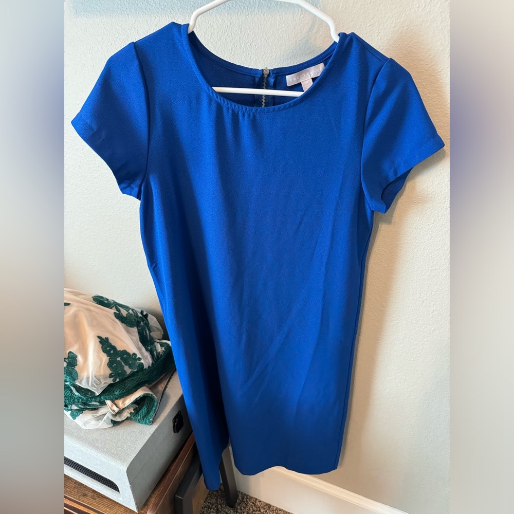 blue knee length dress